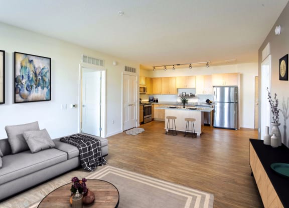 Living Room With Kitchen at Union Flats, St. Paul, 55114