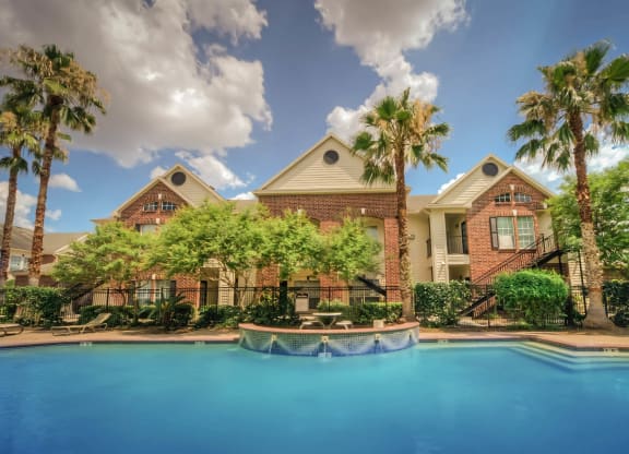 Pool Front View at Villa Springs, Houston, TX