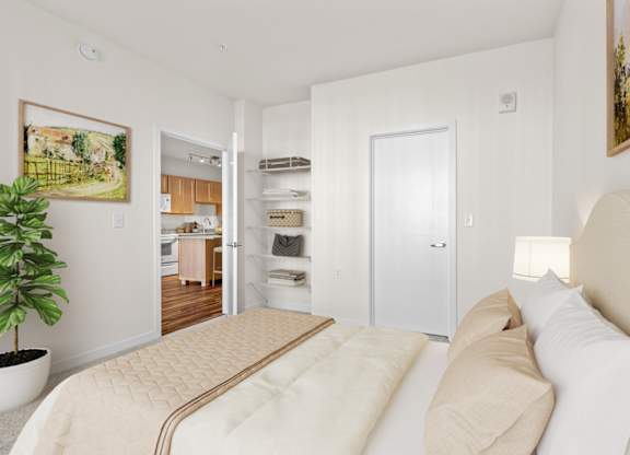 White Bedroom at The Addie at Metro Center 55+ Apartments, Aurora, 80012