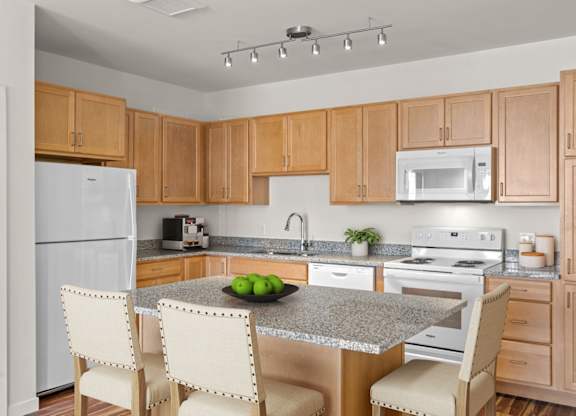 Island Kitchen at The Addie at Metro Center 55+ Apartments, Aurora