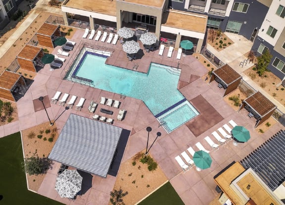 Aerial Pool View at Casa Azure 55+ Apartments, Phoenix, AZ