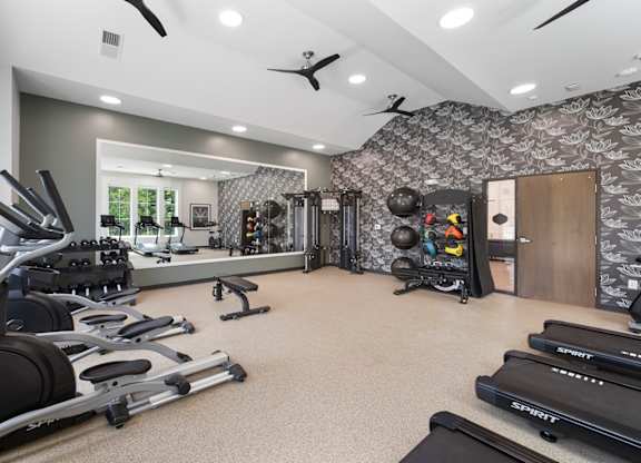 fitness center at Creekridge on the Park Apartments, Charlotte 28212