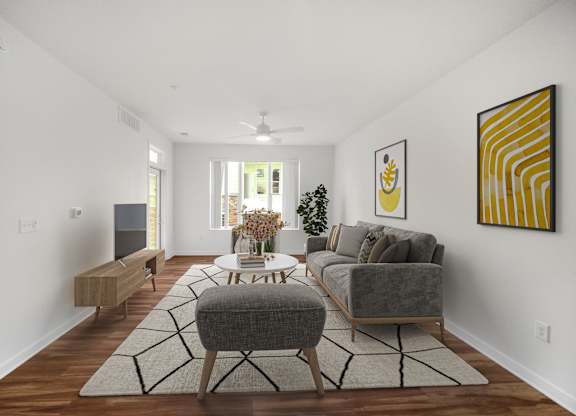 Living Room With TV at Creekridge on the Park, Charlotte North Carolina