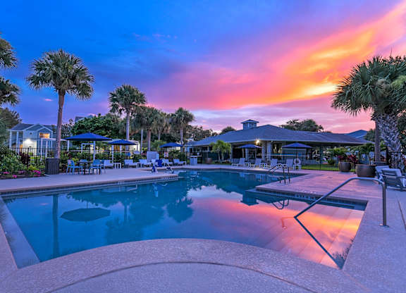 Twilight Pool View at The Lucille Apartments, Stuart Florida