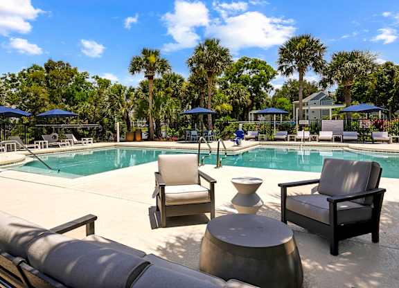 Poolside Lounge Chairs at The Lucille Apartments, Stuart