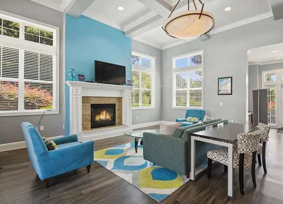 Community Room With Fireplace at Magnolia Pointe, Durham