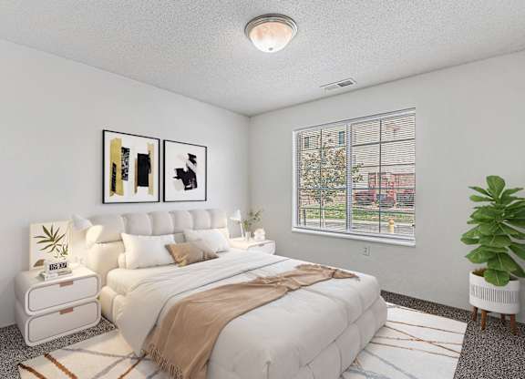 Bedroom at Pine Tree Apartments, Omaha, NE 