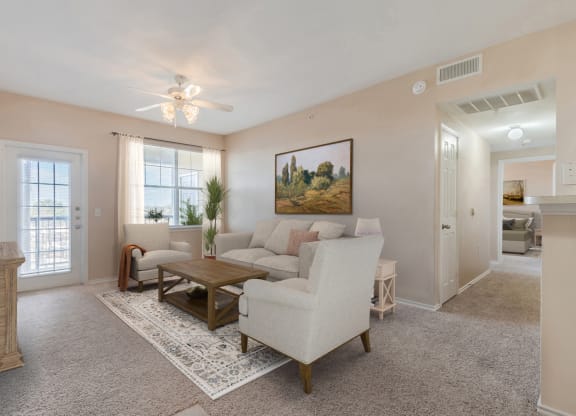 Living Room at Rosemont at Mayfield Villas, Arlington, TX