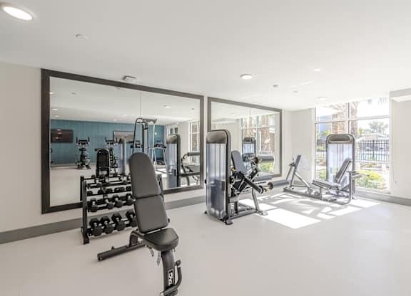 Equipment of gym at Sandpiper Glen 62+ Apartments, Orlando, FL, 32825
