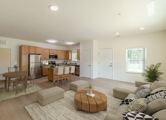 Living Area With Kitchen View at Shannon Reserve 55+ Apartments, Georgia