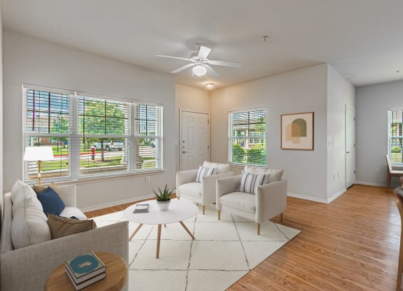 Living Room at Mariposa at Spring Hollow Saginaw 55+ Apartments, Texas, 76131