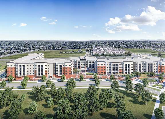 Aerial view at The Addie at Metro Center 55+ Apartments, Aurora, Colorado