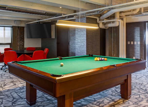 Pool table at Arcade Apartments, Missouri, 63101