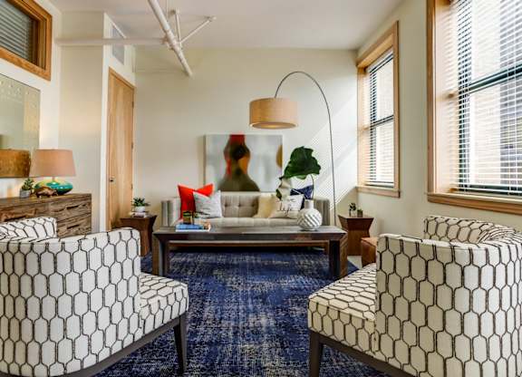 Living room view at Arcade Apartments, Missouri, 63101
