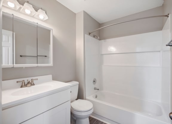 a bathroom with a sink toilet and bathtub