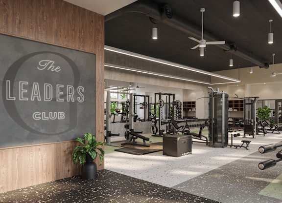 A gym with a sign that says