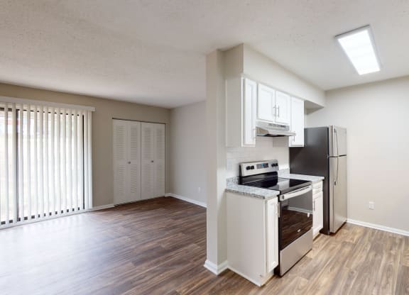 a kitchen and living room in a Lynnwood Park