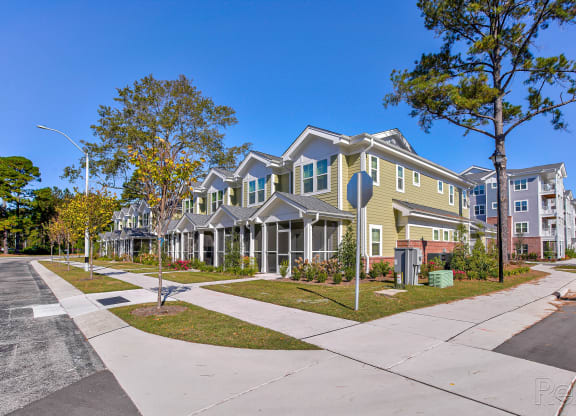 a row of town homes on a city street at Barclay Place Apartments, Wilmington