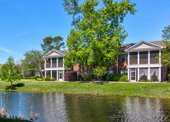 the pond in front of our apartments at Barclay Place Apartments, North Carolina