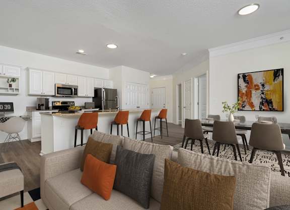 Living room With Kitchen View at Arlington Park, Ohio, 43026