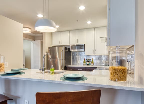 Kitchen at luxury apartments in downtown Richmond, VA