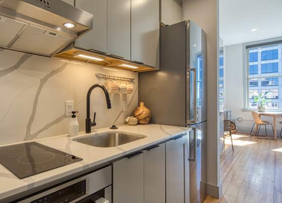 Stainless Steel Sink With Faucet In Kitchen at Residences at Richmond Trust, Virginia, 23219