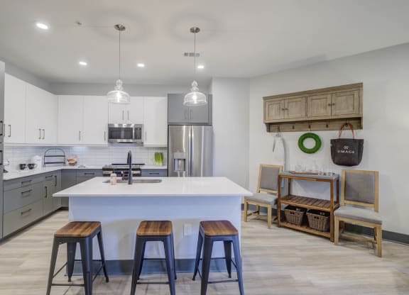 Fitted Kitchen With Island Dining at The Walker, Cary, 27511