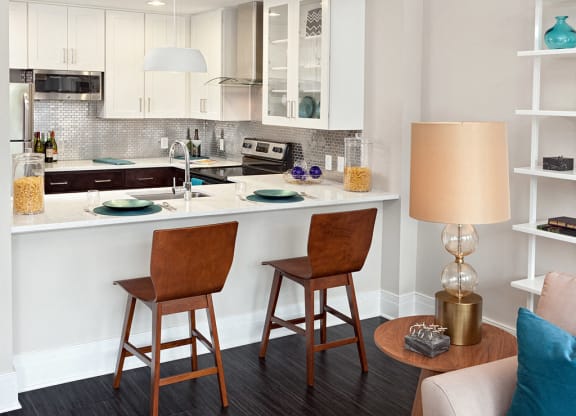 Luxury kitchen with breakfast bar at Deco Apartments