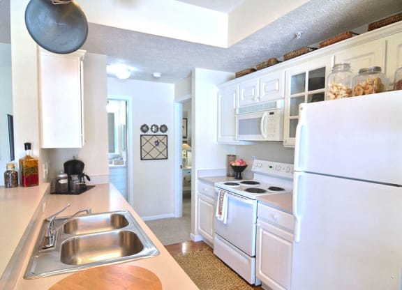 Kitchen galley in apartments in Columbus OH at The Farms Apartments, Columbus, Ohio