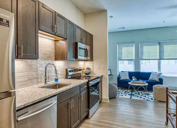 Kitchen in apartment at Axis at PTC