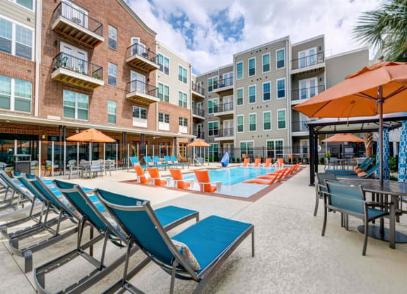 Poolside at The Delaneaux Apartments in New Orleans