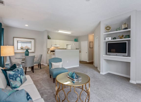 Living room TV at Mayfaire Apartments in Raleigh NC