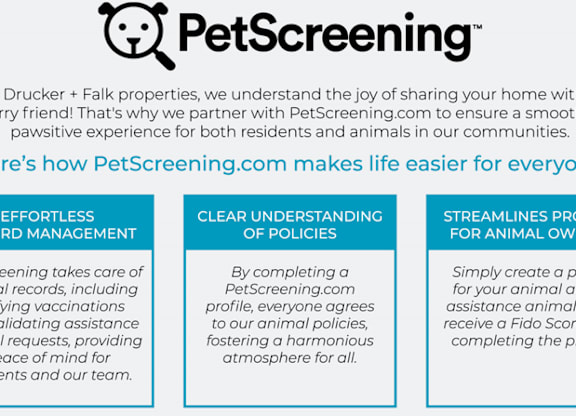A poster explaining how PetScreening.com makes life easier for everyone.