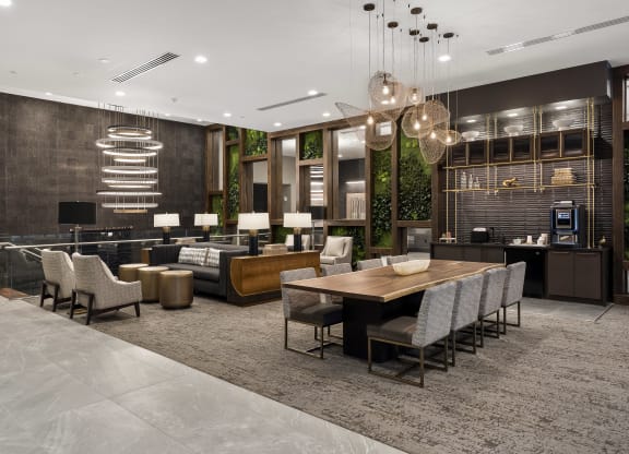 a rendering of a living room with a table and chairs at Preston Centre, Columbus, 43215