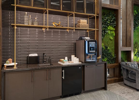 a kitchen with a coffee machine and a counter top at Preston Centre, Ohio