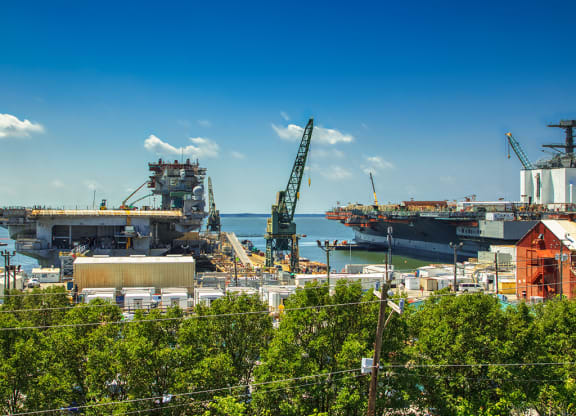 NN Shipbuilding view at Liberty Apartments