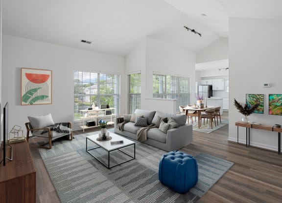 Spacious Living Room at The Farms Apartments in Columbus, Ohio, 43221