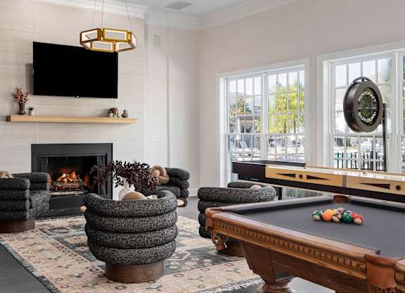 Game Room Lounge with television & fireplace. at The Orchard, Dublin, 43016