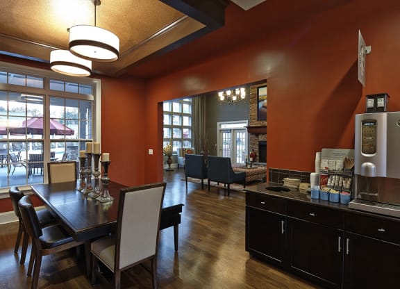 Clubhouse coffee bar at Southern Pines Apartments