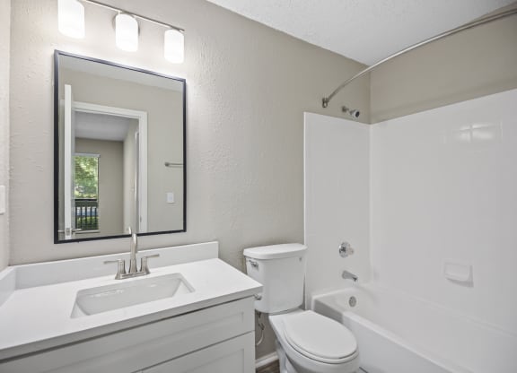 a bathroom with a sink toilet and a mirror