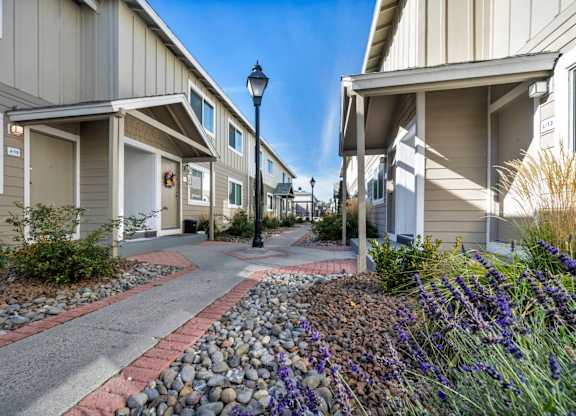 Pathway in between the row of houses at Peaks at the Park, Reno, 89502