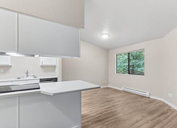 Kitchen with cabinets at Peaks on Pines, Washington, 99216