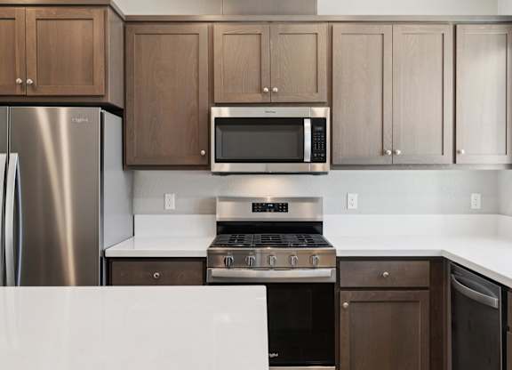 A Kitchen with a Microwave at Montessa Apartments, Vacaville, CA