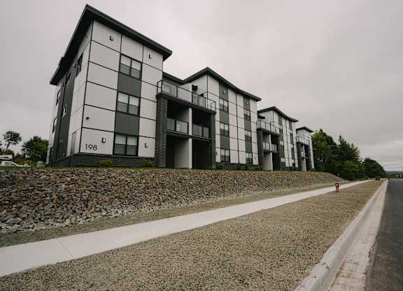A modern building with the number 198 on it.