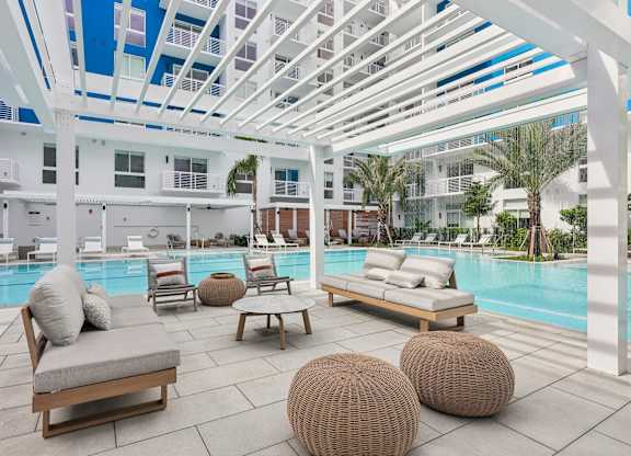 Breathtaking poolside seating
