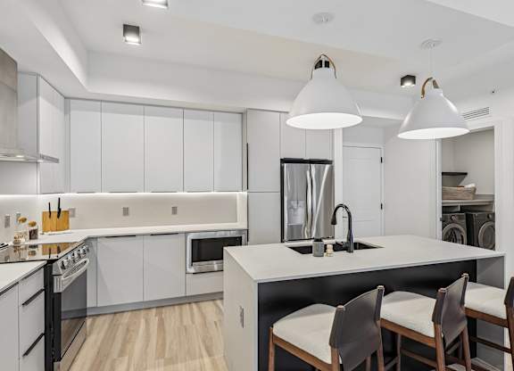 Fully-equipped kitchens with stainless steel appliances
