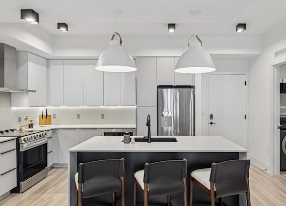 Custom cabinetry with undermount LED lighting