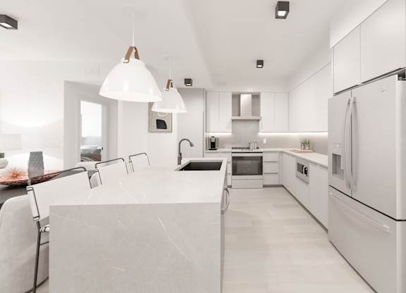 Fully-equipped kitchens with stainless steel appliances