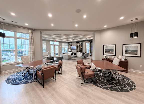 Clubhouse with recreation center, gaming lounge and fireplace