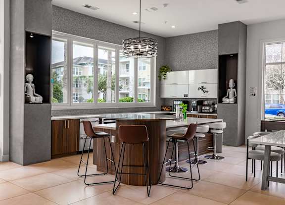 Impressive clubhouse with fireplace and recreation center